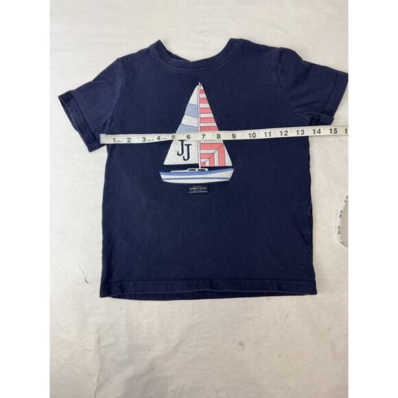 Janie and Jack Sailboat T-Shirt Tee Navy Blue 100% Cotton Kids Luxury Size 5 - Picture 4 of 7